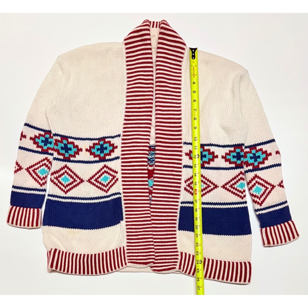 Marine Layer Southwestern Shawl Collar Cardigan Sweater Cream Red Blue XS/S